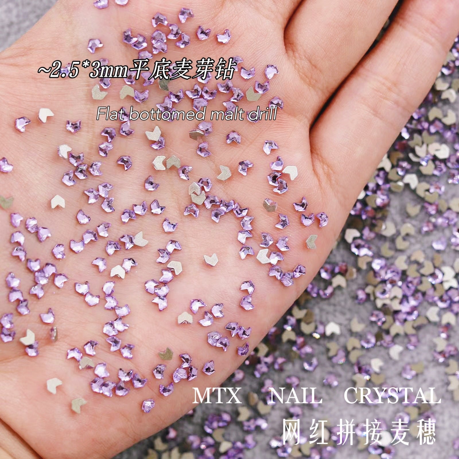 Wholesale 100pcs K9 Nail Art Wheat Germ Diamond Flat-bottomed Diamond Small Transparent White Wheat Ear Crystal Shaped Diamond Nail Art Accessories